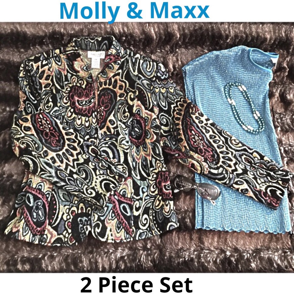 Molly & Maxx 2 Piece Blazer Jacket & Top Size MP